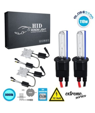 GloboStar® 84156 H3 XCB Line KIT Βασικού Φωτισμού Αυτοκινήτου & Μοτοσυκλέτας 3rd Generation Can-Bus Extreme Series XENON 110W 10350lm DC 9-16V Αδιάβροχο IP65 Ψυχρό Λευκό 8000K